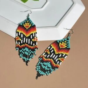 Native American Themed Beaded Earrings
